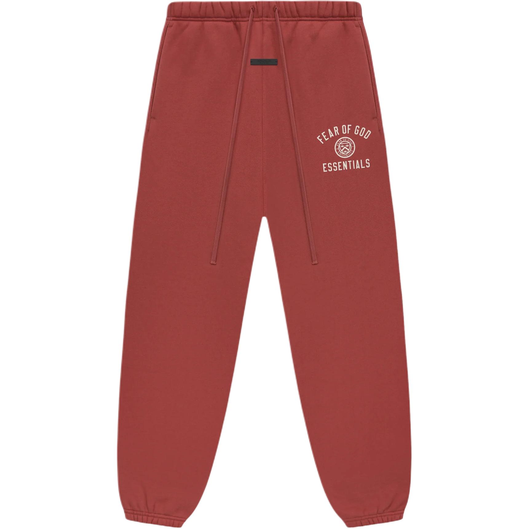 Fear of God Essentials Fleece Sweatpants Crimson Red - Fall 24 Holiday Edition. 130ho242026f