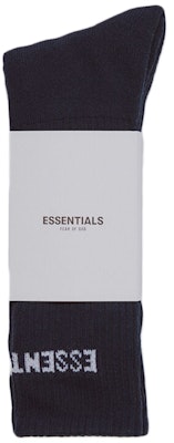 Fear of God ESSENTIALS Front Logo Crew Socks Black Buy Fear of God ESSENTIALS Front Logo Crew Socks Black