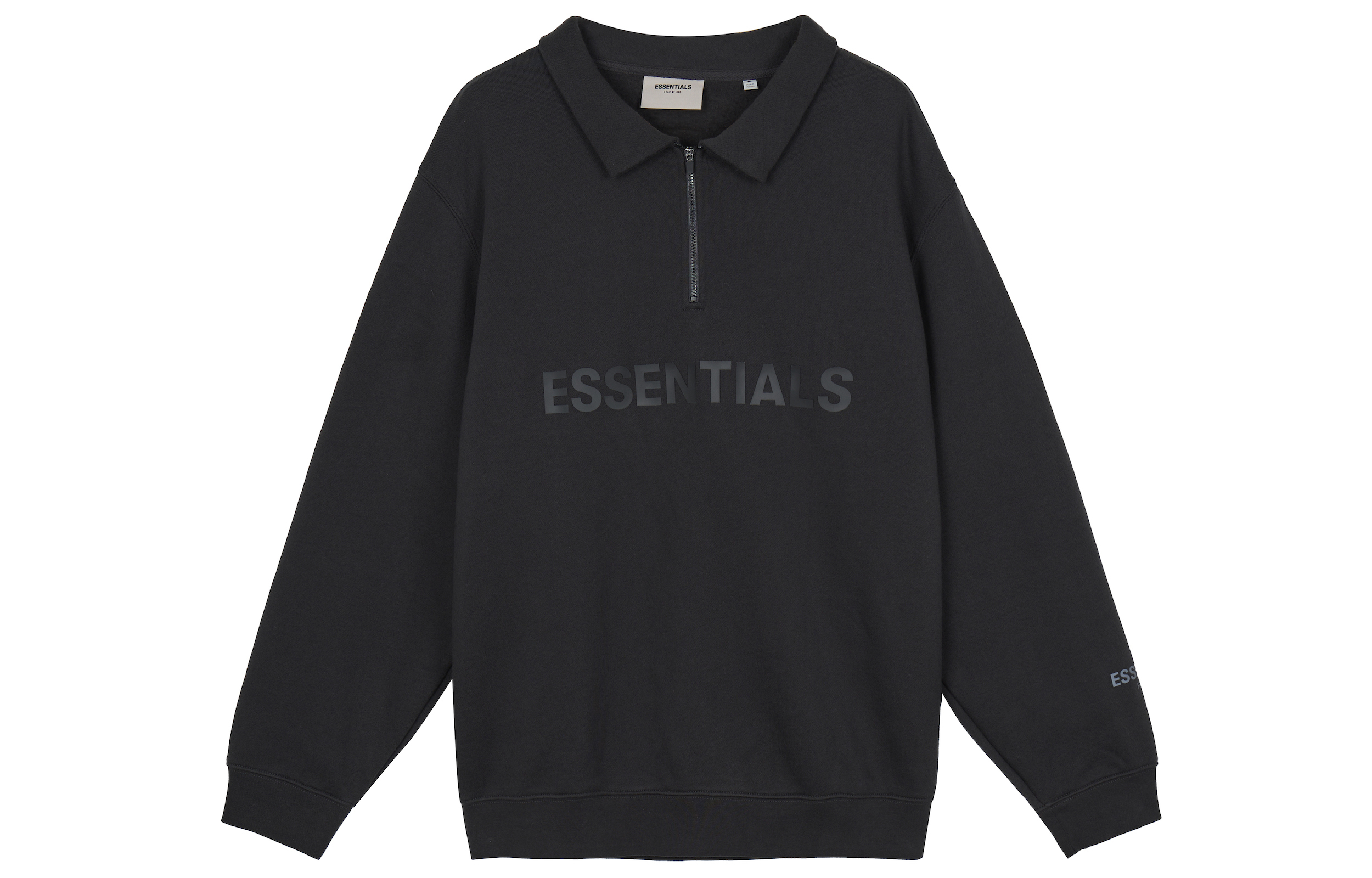 Fear of God Essentials FW20 Black Half-Zip Pullover Heavyweight Sweatshirt Unisex. 192250500211001