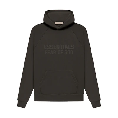 FOG Essentials FW22 Hoodie Wood Off Black Flocked Logo Heavyweight Unisex FOG-FW22-558