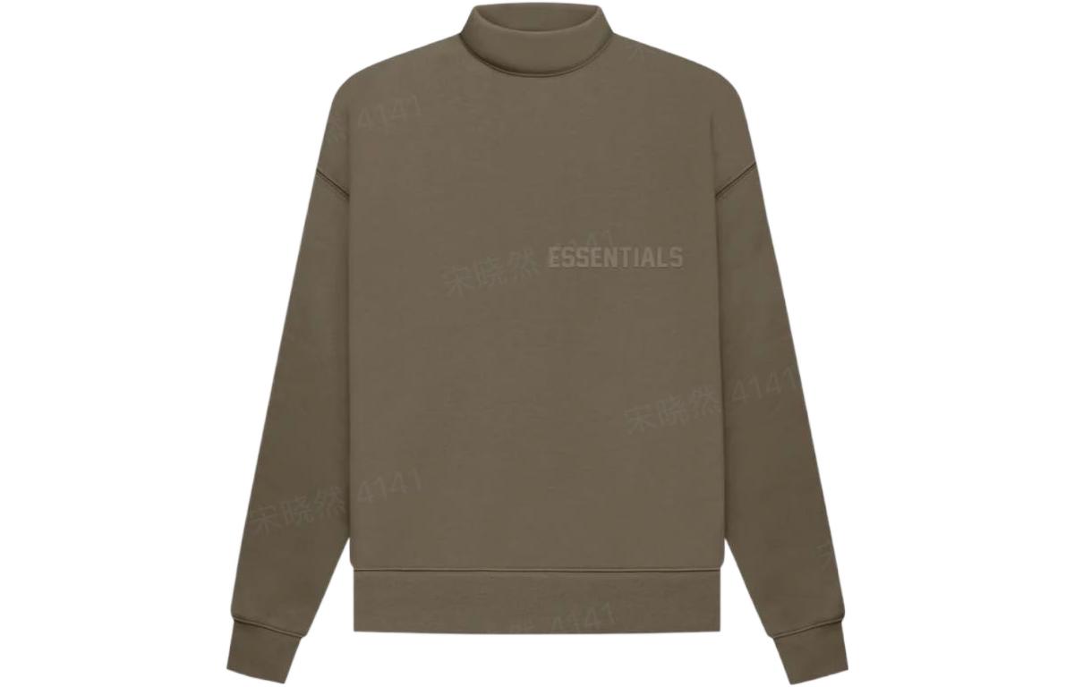 FOG Essentials FW22 Mockneck Wood Logo Pullover Sweatshirt Brown Unisex FOG-FW22-604