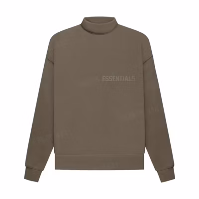 FOG Essentials FW22 Mockneck Wood Logo Pullover Sweatshirt Brown Unisex FOG-FW22-604