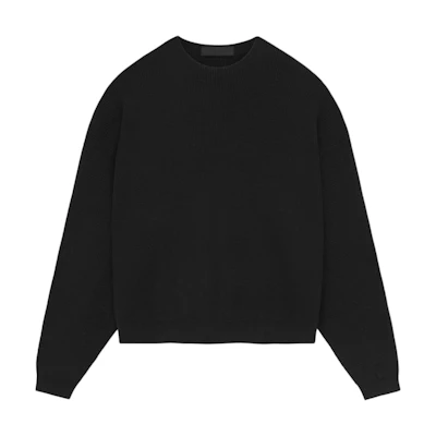 FOG Essentials FW24 Waffle Crewneck Sweater Obsidian Black Menswear 192BT246130F