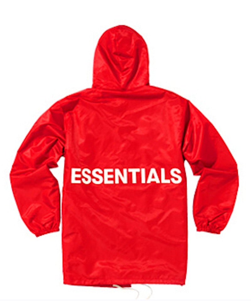 Fear of God ESSENTIALS Graphic Hooded Coach Jacket Red