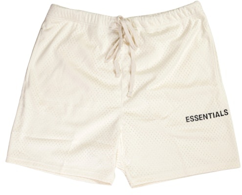 Fear of God ESSENTIALS Graphic Mesh Drawstring Shorts Cream Buy Fear of God ESSENTIALS Graphic Mesh Drawstring Shorts Cream