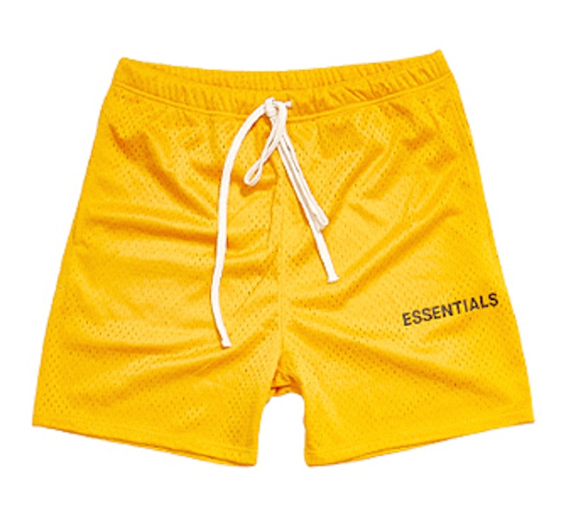 Fear of God ESSENTIALS Graphic Mesh Drawstring Shorts Yellow