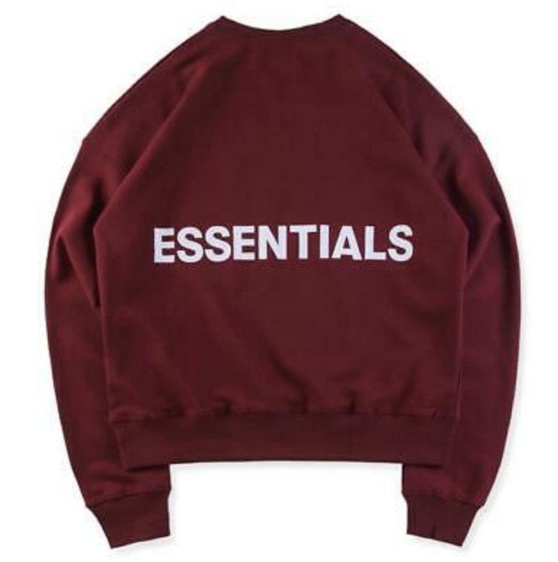 Fear of God ESSENTIALS Graphic Pullover Crew Neck Sweatshirt Burgundy