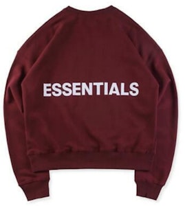 Sweater Crew Neck Fear of God ESSENTIALS Burgundy dengan Grafis Buy Sweater Crew Neck Fear of God ESSENTIALS Burgundy dengan Grafis