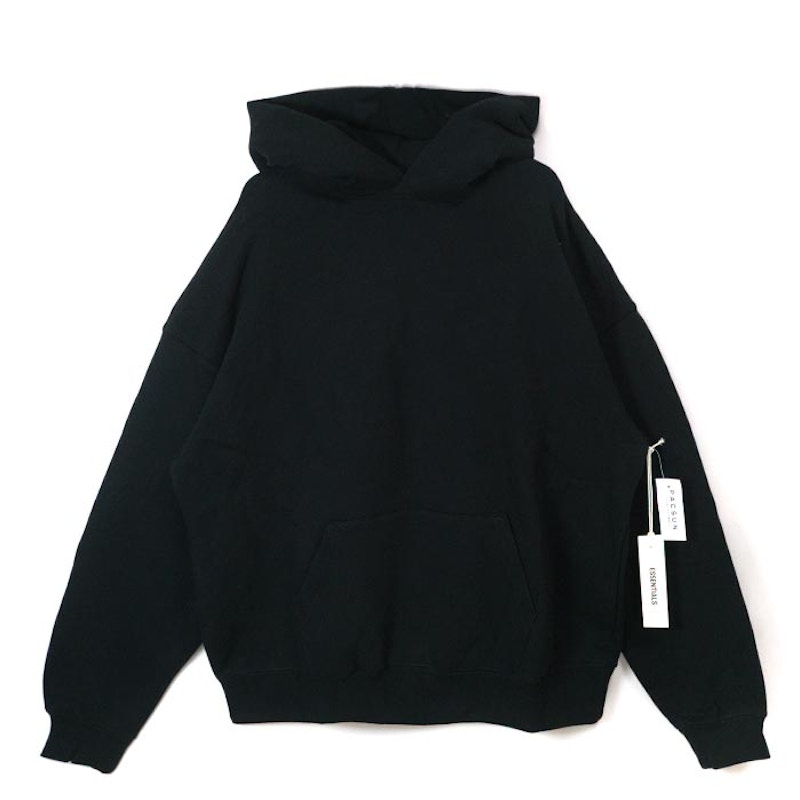 Buy Fear of God ESSENTIALS 图案套头连帽衫 黑色