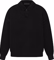 Fear of God Essentials Knit Polo Jet Black Heavyweight Long Sleeve Polo Shirt. 192SP232180F Fear of God Essentials Knit Polo Jet Black Heavyweight Long Sleeve Polo Shirt. 192SP232180F