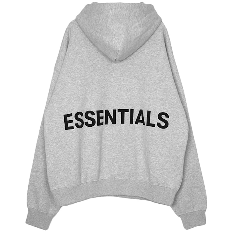 Buy Fear of God ESSENTIALS Logo Hoodie Abu dengan Cetakan Hitam