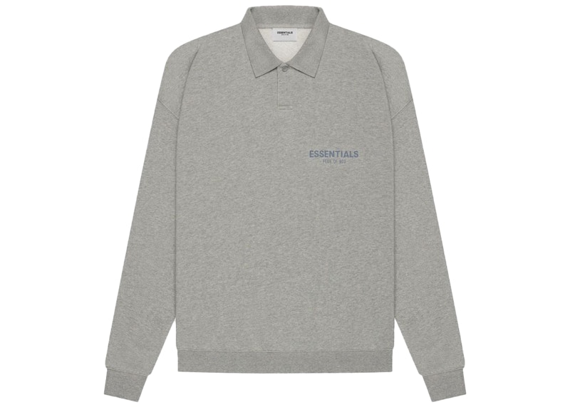 Fear of God ESSENTIALS Long Sleeve French Terry Polo Dark Heather Oatmeal