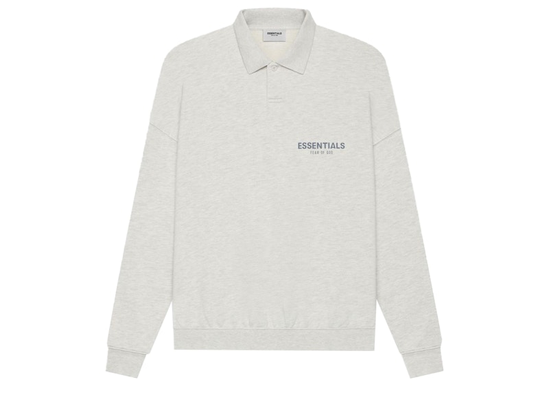 Fear of God ESSENTIALS Long Sleeve French Terry Polo Light Heather Oatmeal