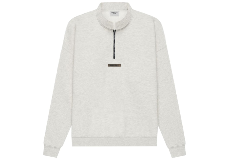 Fear of God ESSENTIALS Mockneck Half Zip Light Heather Oatmeal