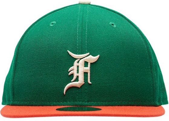 Fear of God ESSENTIALS New Era 59Fifty Fitted Hat (FW21) Green/Orange Order Fear of God ESSENTIALS New Era 59Fifty Fitted Hat (FW21) Green/Orange