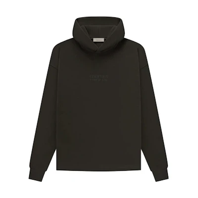 FOG Essentials Relaxed Hoodie Off Black SS23 Heavyweight Pullover FOG-SS23-337