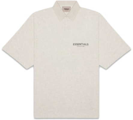 Fear of God ESSENTIALS Short Sleeve Boxy Polo Oatmeal Heather Buy Fear of God ESSENTIALS Short Sleeve Boxy Polo Oatmeal Heather