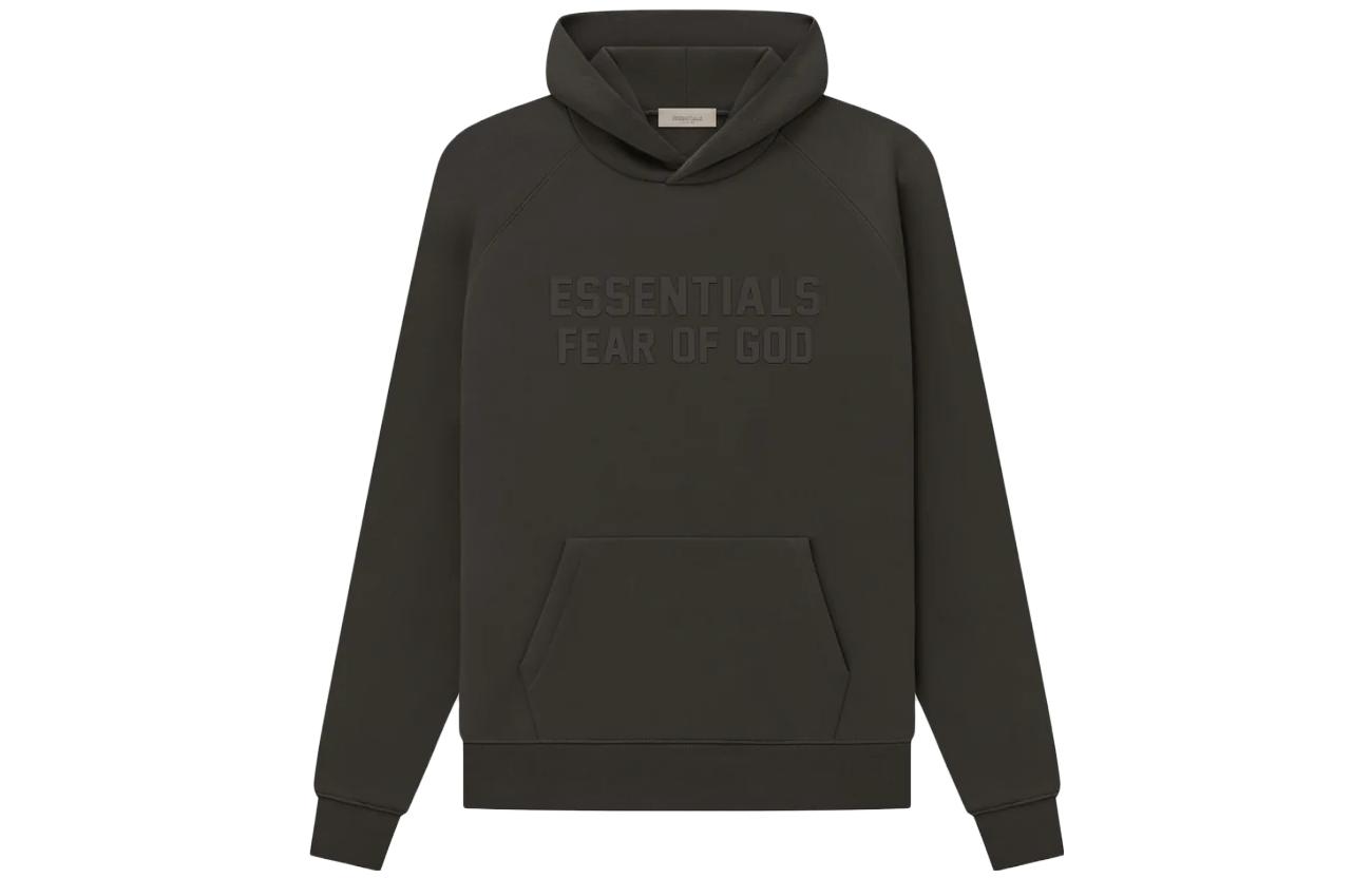 Fear of God Essentials SS23 Off Black Logo Hoodie Heavyweight Sweatshirt FOG-SS23-006