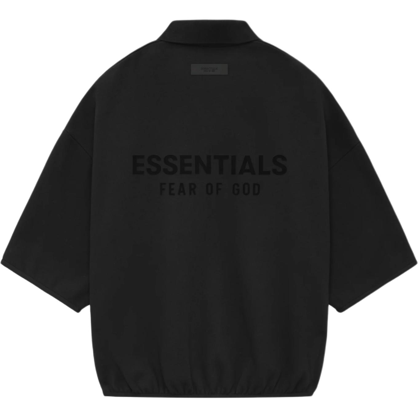 Fear of God Essentials SS24 3/4 Sleeve Letter Print Polo Shirt Black 192SU244400F