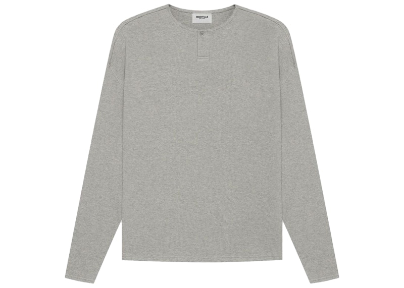 Fear of God ESSENTIALS Thermal Henley Long Sleeve Dark Heather Oatmeal