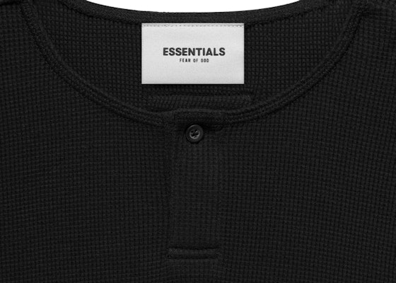 Fear of God ESSENTIALS Thermal L/S Henley Black Lookbook Fear of God ESSENTIALS Thermal L/S Henley Black