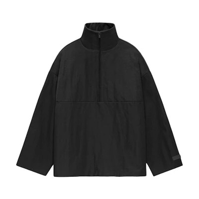 FOG Fall24 Back to School Textured Nylon Half-Zip Pullover Black Sweater 202BT246350F
