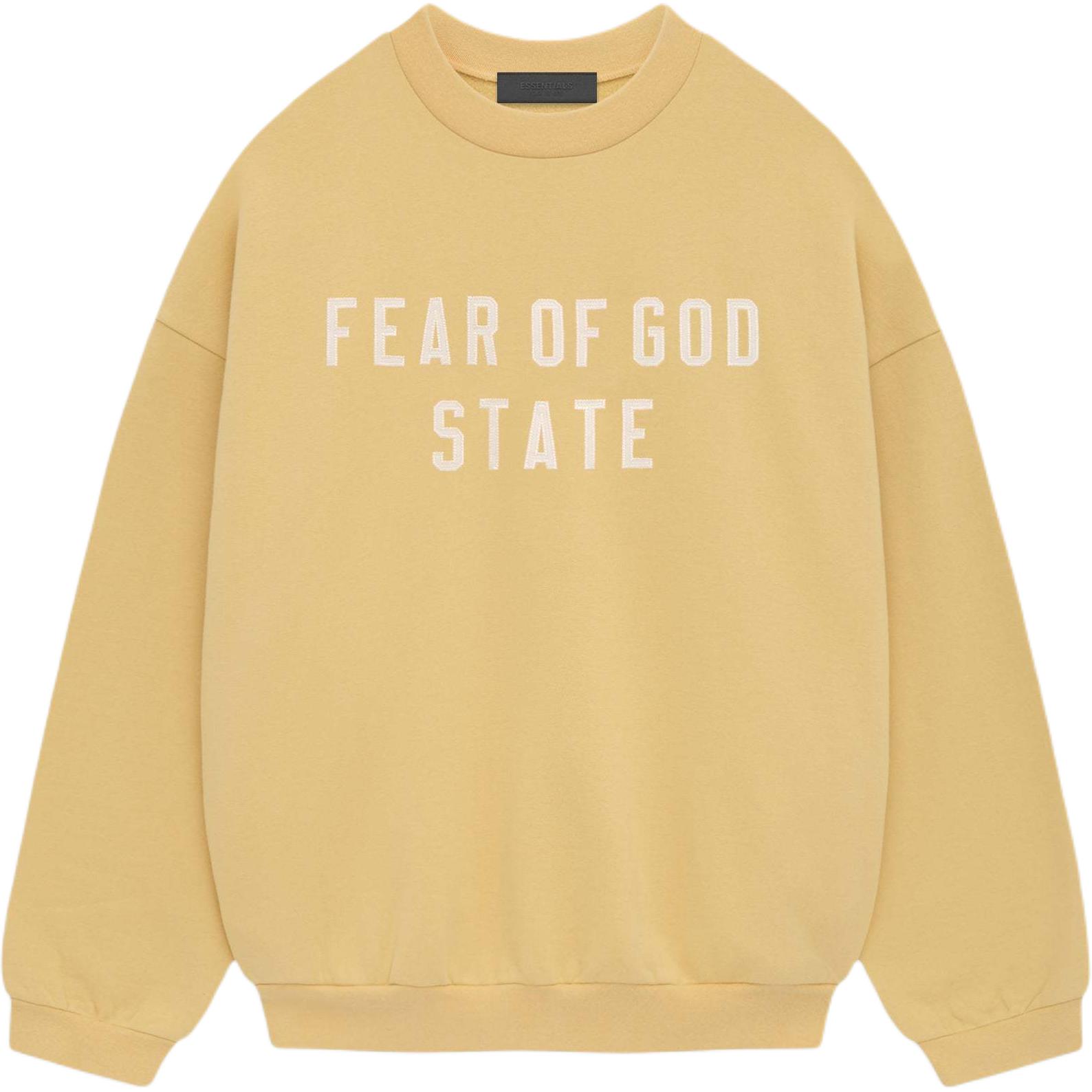FOG FALL24 Homecoming Heavy Fleece Crewneck Sweatshirt Amber Gold Men 192BT246233F