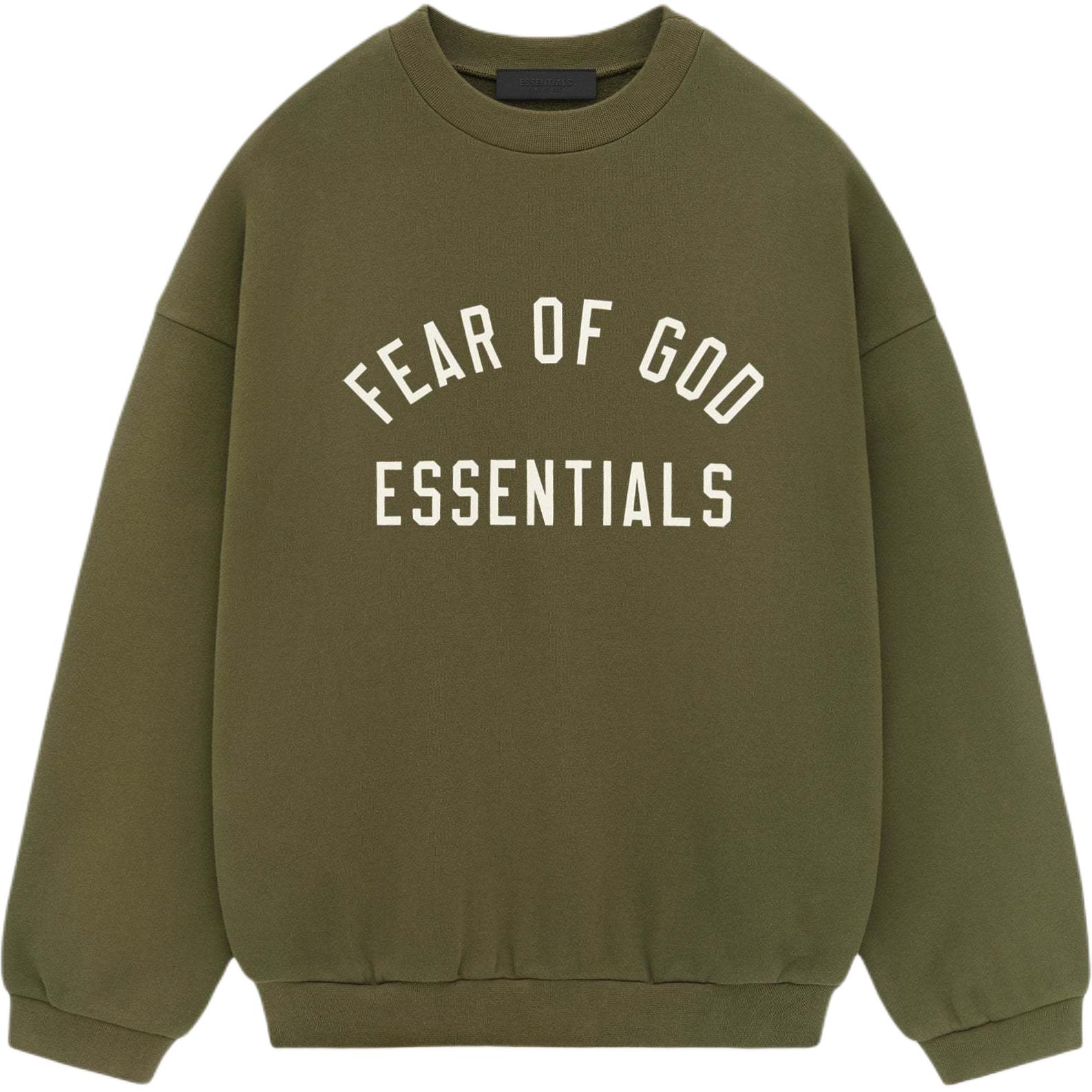 FOG Fall 24 Fleece Crewneck Heavyweight Logo Sweatshirt Evergreen/Military 192BT246265F