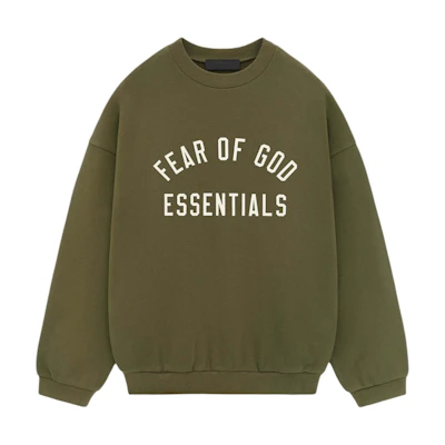 FOG Fall 24 Fleece Crewneck Heavyweight Logo Sweatshirt Evergreen/Military 192BT246265F