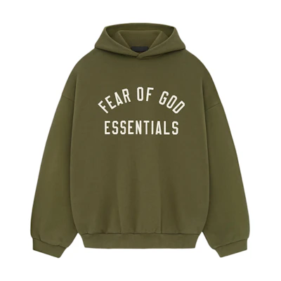 FOG Fall 24 Fleece Hoodie Military Green Letter Print Pullover Mens 192BT246255F