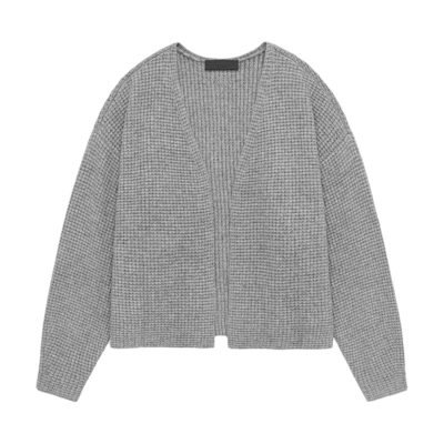 FOG Fall 24 Heavy Waffle Cardigan Oatmeal Grey/Dark Heather Knitwear 192BT246201F