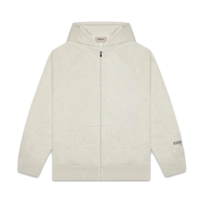 FOG Full Zip Hoodie Oatmeal - Applique Logo Heavyweight Unisex Sweatshirt 192250500188242