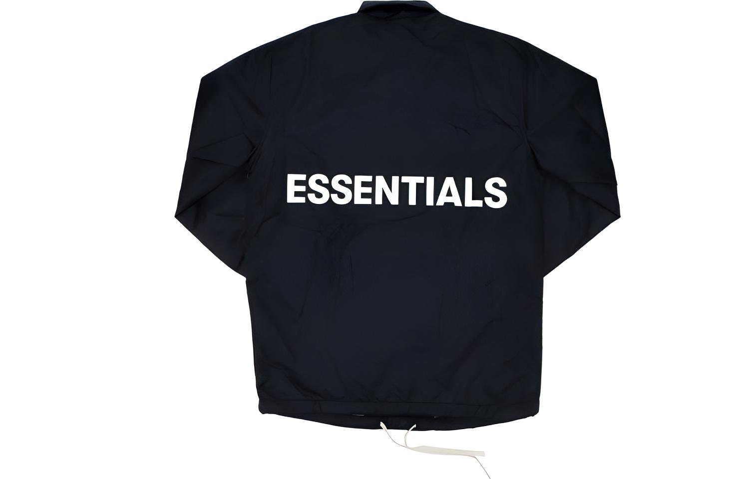 Fear of God FW19 Coach Jacket Black Logo Button-Up Windbreaker for Men FOG-FW19-110