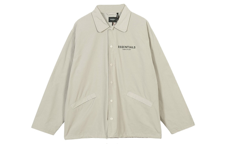 Fear of God FW19 Coach Jacket Tan Button-Up Windbreaker Unisex Light Khaki Logo 202491920015025