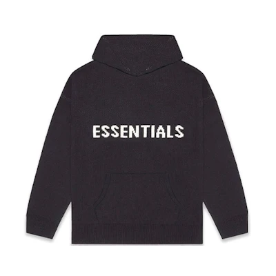 FOG FW20 Black Hoodie with Logo Knit Design - Unisex Heavyweight Pullover FOG-FW20-332