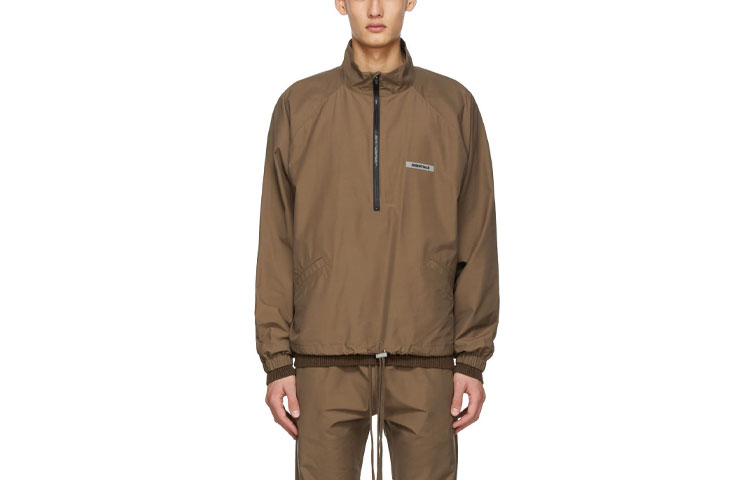 Fear of God FW20 Brown Sports Jacket Half-Zip Logo Windbreaker Men’s FOG-FW20-243