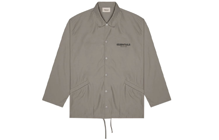 FOG FW20 Coach Jacket Cement Logo Button-Up Unisex Windproof Jacket FOG-FW20-361
