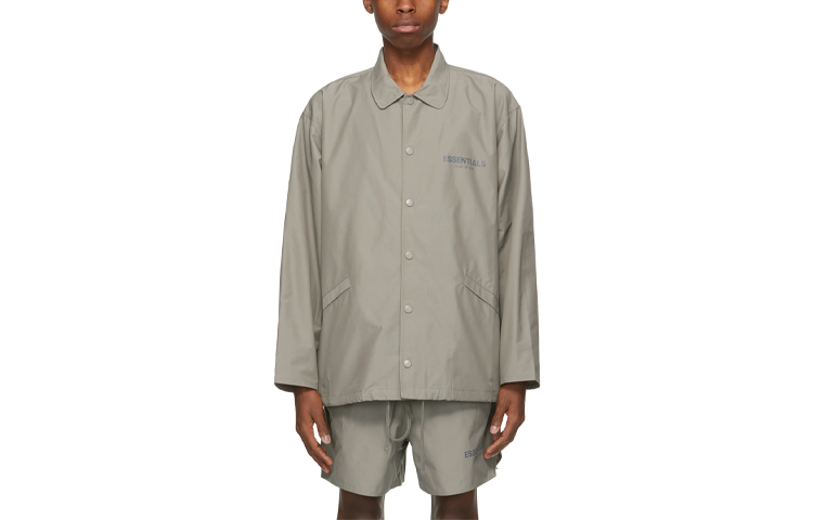 Fear of God FW20 Souvenir Taupe Coach Jacket - Logo Button Windbreaker Mens Gray-brown FOG-FW21-082