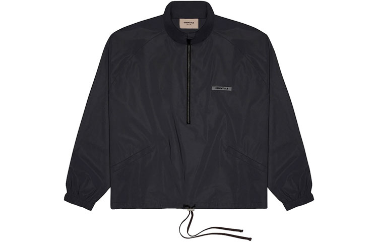 Fear of God FW21 Black Track Jacket Half-Zip Logo Raglan Windbreaker Unisex FOG-FW21-085