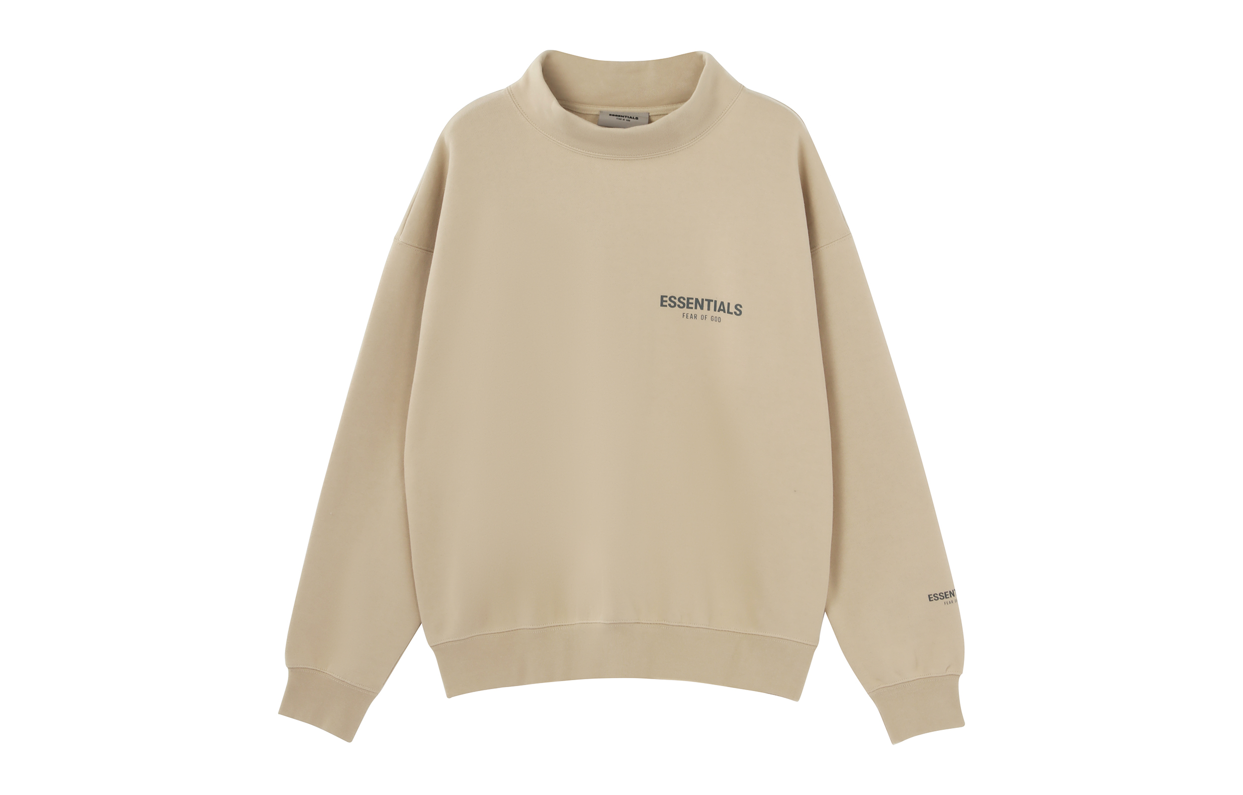 FOG FW21 Mock Neck Sweatshirt Beige/Linen Unisex Heavyweight Pullover FOG-FW21-111