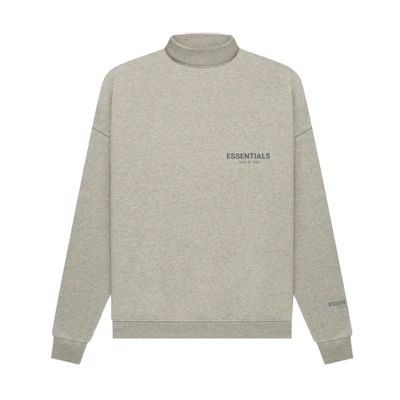 FOG FW21 Pullover Mockneck Dark Heather Oatmeal Reflective Logo Sweatshirt FOG-FW21-188