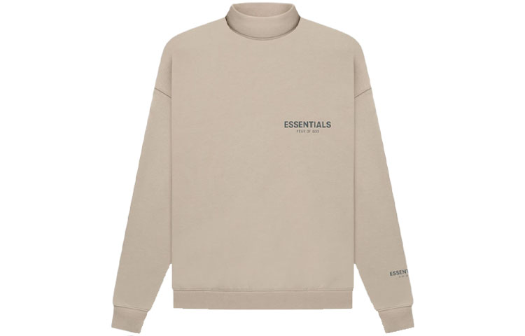 FOG FW21 Pullover Mockneck Tan Reflective Logo Heavyweight Sweatshirt Unisex FOG-FW21-146