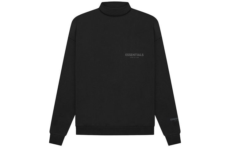 Fear of God FW21 Stretch Limo Mockneck Pullover Black Logo Sweatshirt Unisex FOG-FW21-189
