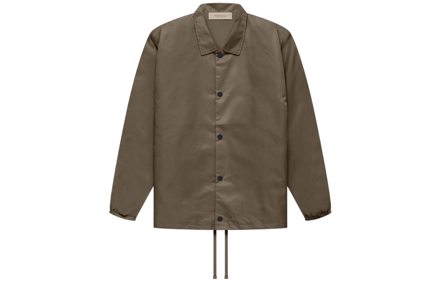 Fear of God FW22 Coaches Jacket Wood Logo Button-Up Windbreaker Jacket Brown FOG-FW22-147