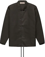 Fear of God FW22 Nylon Coaches Jacket Off Black Logo Button-Up Heavyweight Jacket FOG-FW22-609 Fear of God FW22 Nylon Coaches Jacket Off Black Logo Button-Up Heavyweight Jacket FOG-FW22-609