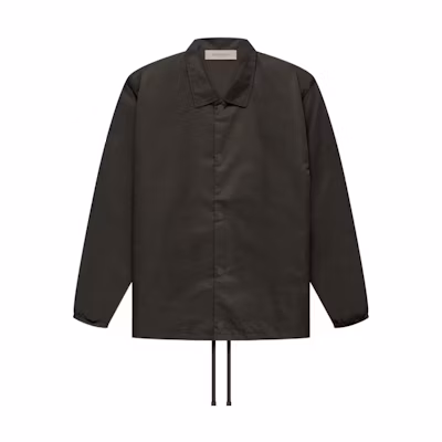 FOG FW22 Nylon Coaches Jacket Off Black Logo Button-Up Heavyweight Jacket FOG-FW22-609