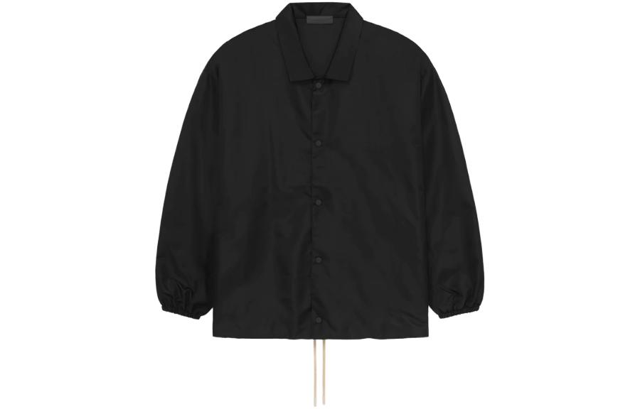 Fear of God FW23 Coaches Jacket Jet Black - Minimal Logo Windproof Heavy Jacket 202BT232010F