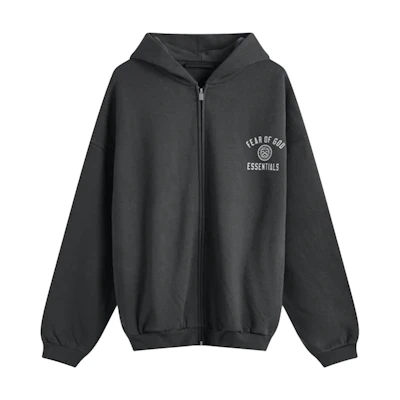 FOG FW24 Heavy Fleece Full Zip Hoodie Meteorite Black Casual Sweatshirt 192HO246240F