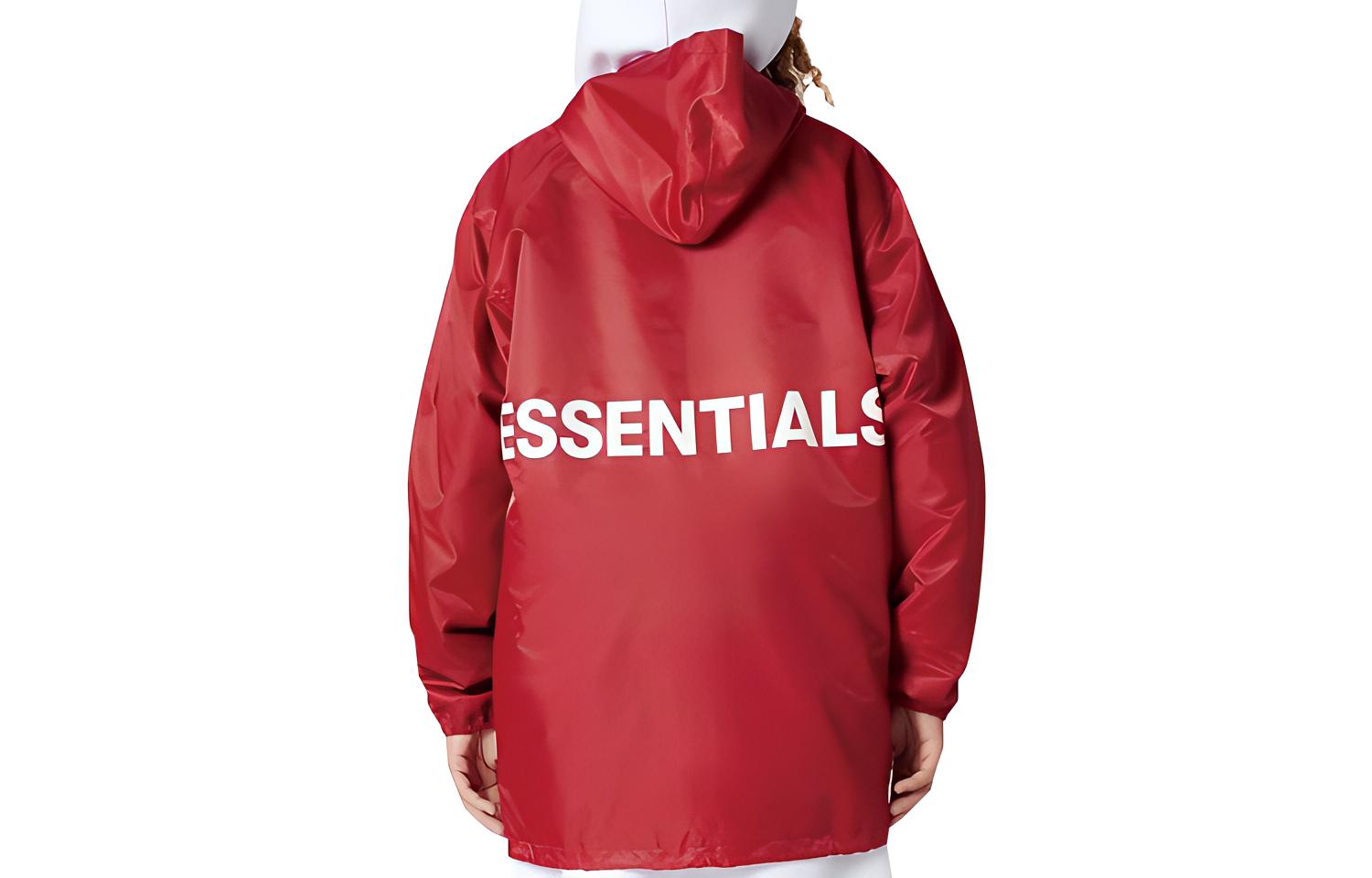 Fear of God Graphic Hooded Coach Jacket Red Unisex Heavyweight Windbreaker FOG-FW19-84