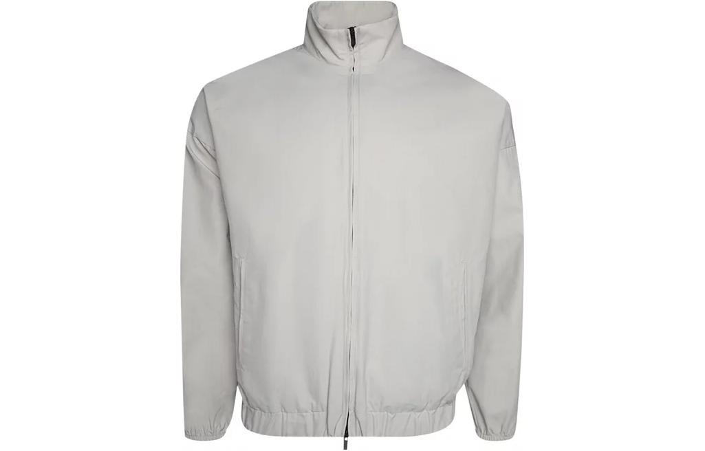 FOG Grey Solid Color Stand Collar Zip-Up Jacket FGE30013AWNY-024